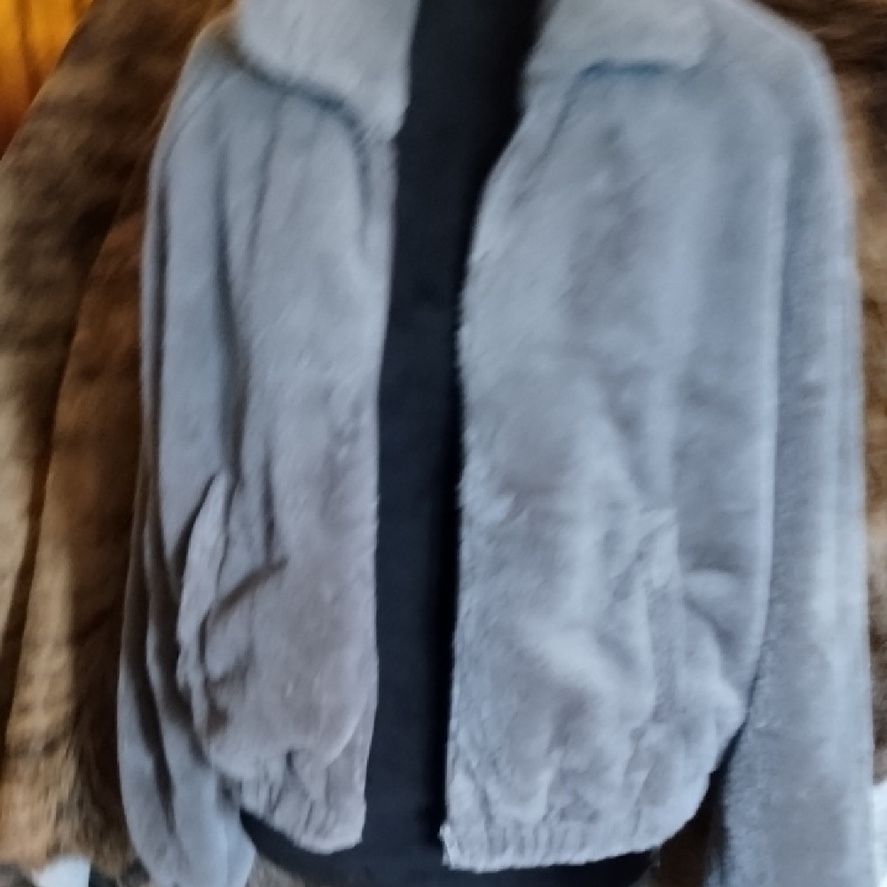 Soft Gray Teddy Jacket with Elastic Cuffs